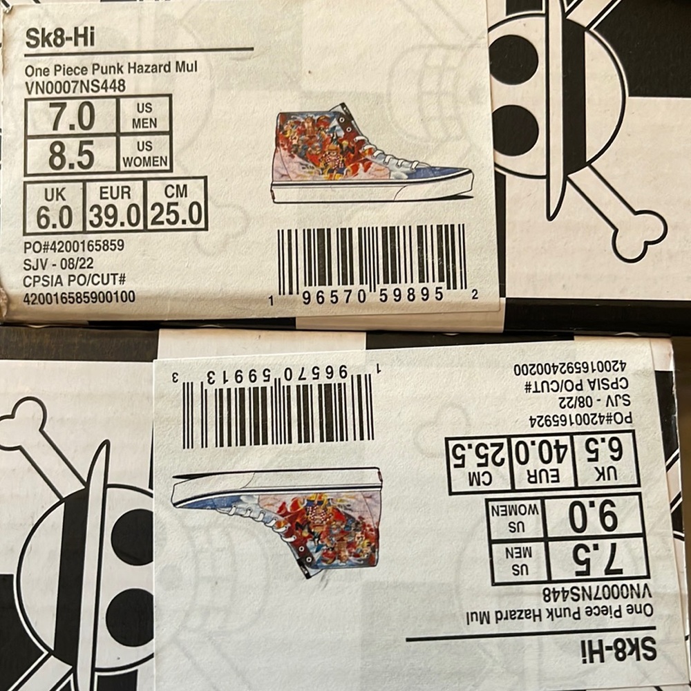 Vans Men’s Sk8-Hi
One Piece Punk Hazard Multi 
VN0007NS448
Sneakers - Picture 16 of 16